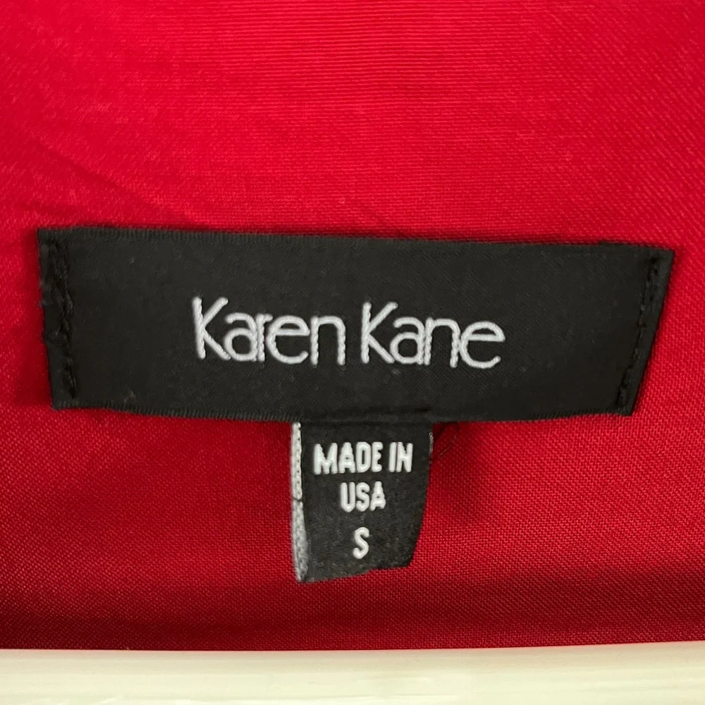 Karen Kane Red Button-Up Tie Front Blouse - Picture 2 of 14